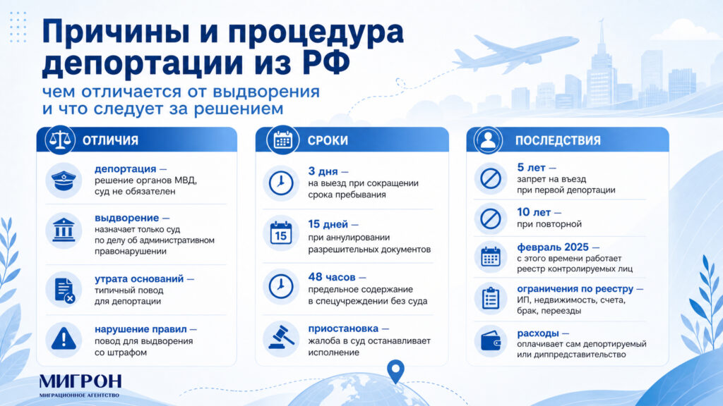 Причины и процедура депортации из РФ инфографика