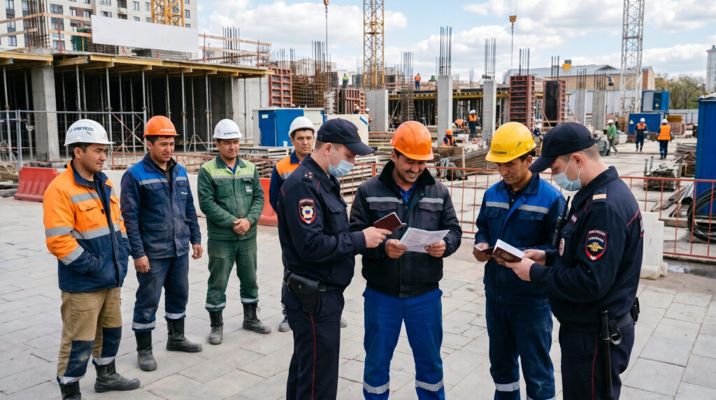 Проверка документов у мигрантов