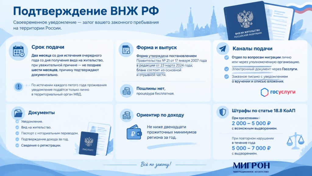 Подтверждение ВНЖ РФ инфографика